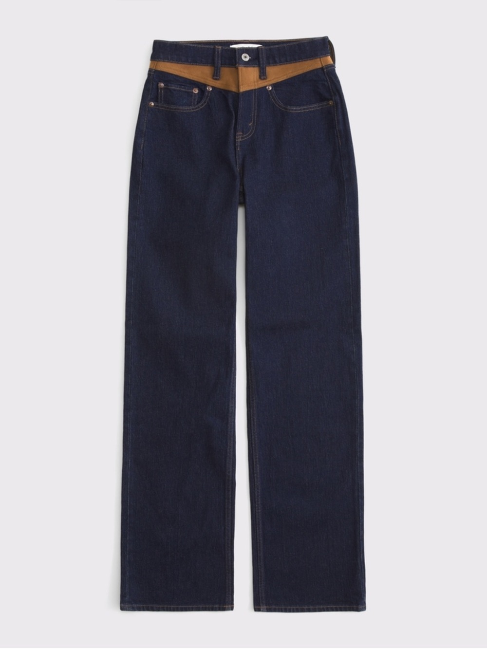 Abercrombie & Fitch High Rise 90s Relaxed Vegan Suede Yoke Jean Denim Blue